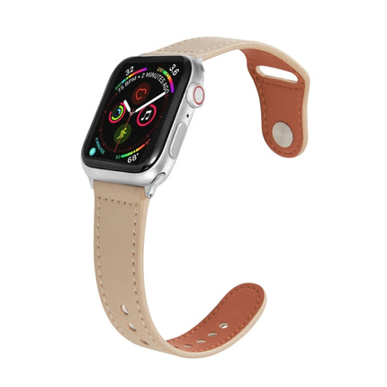 Nail Silver Buckle Leather Watch Band For Apple Watch Series, 7 41mm / 6&SE&5&4 40mm / 3&2&1 38mm, 7 45mm / 6&SE&5&4 44mm / 3&2&1 42mm - DealBuddy