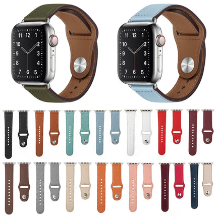 Nail Silver Buckle Leather Watch Band For Apple Watch Series