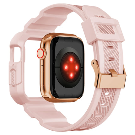 Integrated Carbon Fiber Pattern Silicone Watch Band For Apple Watch Series, 7 41mm / 6&SE&5&4 40mm / 3&2&1 38mm, 7 45mm / 6&SE&5&4 44mm / 3&2&1 42mm - DealBuddy