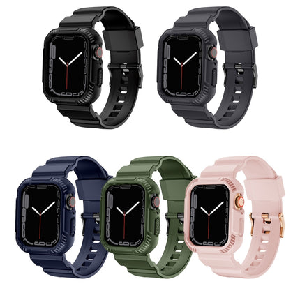 Integrated Carbon Fiber Pattern Silicone Watch Band For Apple Watch Series, 7 41mm / 6&SE&5&4 40mm / 3&2&1 38mm, 7 45mm / 6&SE&5&4 44mm / 3&2&1 42mm - DealBuddy