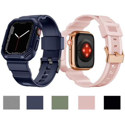 Integrated Carbon Fiber Pattern Silicone Watch Band For Apple Watch Series, 7 41mm / 6&SE&5&4 40mm / 3&2&1 38mm, 7 45mm / 6&SE&5&4 44mm / 3&2&1 42mm - DealBuddy