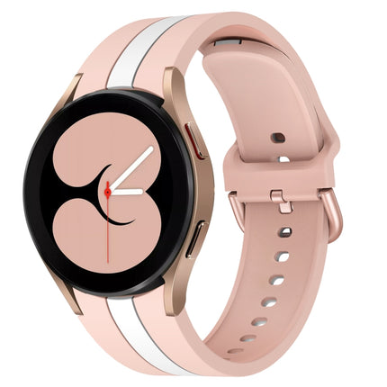 For Samsung Galaxy Watch4 40/44mm / Watch4 Classic 42/46mm Three Vertical Stripes Two-color Silicone Watch Band - DealBuddy