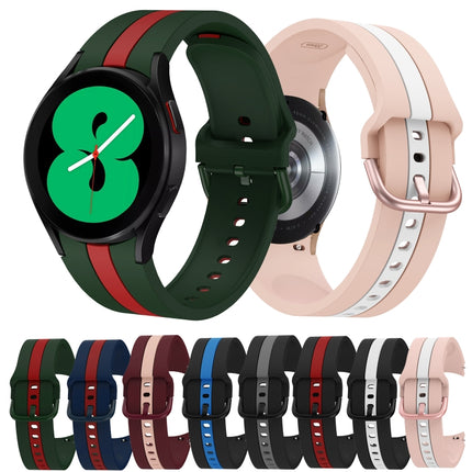 For Samsung Galaxy Watch4 40/44mm / Watch4 Classic 42/46mm Three Vertical Stripes Two-color Silicone Watch Band - DealBuddy