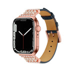 Pearl Diamond Leather Watch Band For Apple Watch Series