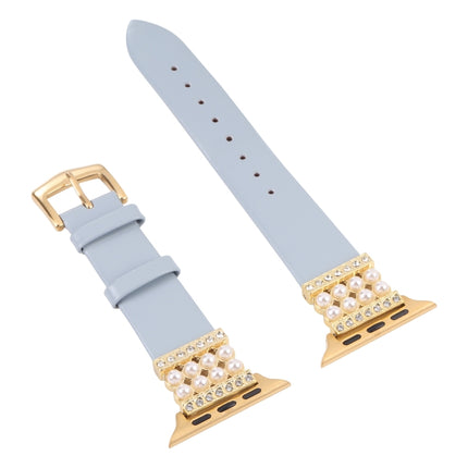 Pearl Diamond Leather Watch Band For Apple Watch Series, 7 41mm / 6&SE&5&4 40mm / 3&2&1 38mm, 7 45mm / 6&SE&5&4 44mm / 3&2&1 42mm - DealBuddy