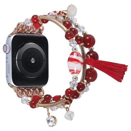 Round Bead Chain Watch Band For Apple Watch Series, 7 41mm / 6&SE&5&4 40mm / 3&2&1 38mm, 7 45mm / 6&SE&5&4 44mm / 3&2&1 42mm - DealBuddy