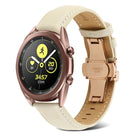 Butterfly Buckle Stitching Genuine Leather Watch Band, For Samsung Galaxy Watch4 20mm, For Huawei Watch GT 3 Pro 22mm - DealBuddy