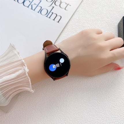Butterfly Buckle Stitching Genuine Leather Watch Band, For Samsung Galaxy Watch4 20mm, For Huawei Watch GT 3 Pro 22mm - DealBuddy