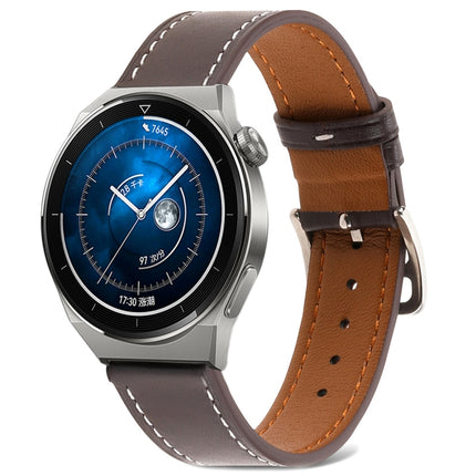 Plain Weave Genuine Leather Watch Band, For Samsung Galaxy Watch4 20mm, For Huawei Watch GT 3 Pro 22mm - DealBuddy
