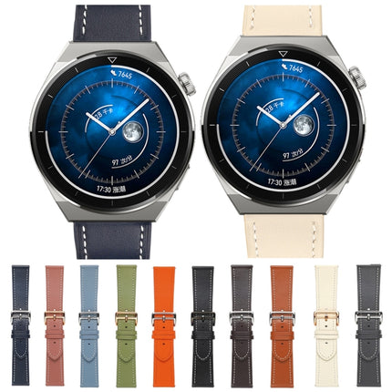 Plain Weave Genuine Leather Watch Band, For Samsung Galaxy Watch4 20mm, For Huawei Watch GT 3 Pro 22mm - DealBuddy