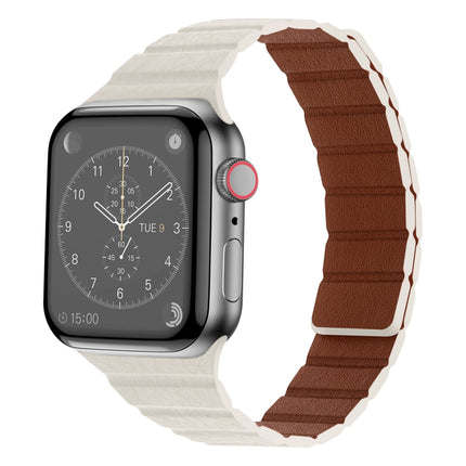 Strong Magnetic Leather Watch Band For Apple Watch Series, 7 41mm / 6&SE&5&4 40mm / 3&2&1 38mm, 7 45mm / 6&SE&5&4 44mm / 3&2&1 42mm - DealBuddy