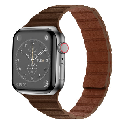 Strong Magnetic Leather Watch Band For Apple Watch Series, 7 41mm / 6&SE&5&4 40mm / 3&2&1 38mm, 7 45mm / 6&SE&5&4 44mm / 3&2&1 42mm - DealBuddy