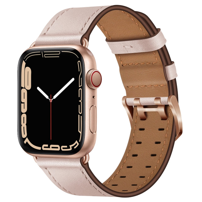 Double Buckles Leather Watch Band For Apple Watch Series, 7 41mm / 6&SE&5&4 40mm / 3&2&1 38mm, 7 45mm / 6&SE&5&4 44mm / 3&2&1 42mm - DealBuddy