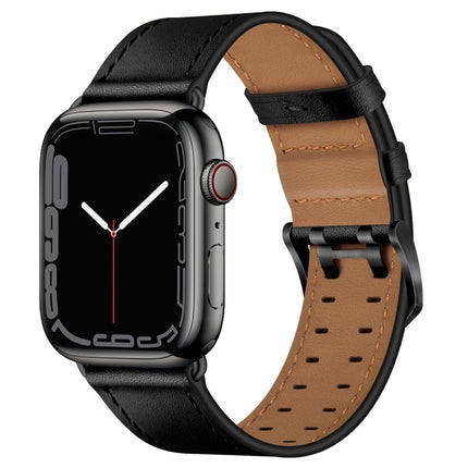 Double Buckles Leather Watch Band For Apple Watch Series, 7 41mm / 6&SE&5&4 40mm / 3&2&1 38mm, 7 45mm / 6&SE&5&4 44mm / 3&2&1 42mm - DealBuddy