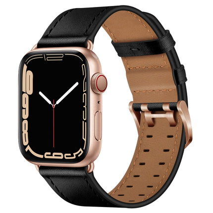 Double Buckles Leather Watch Band For Apple Watch Series, 7 41mm / 6&SE&5&4 40mm / 3&2&1 38mm, 7 45mm / 6&SE&5&4 44mm / 3&2&1 42mm - DealBuddy