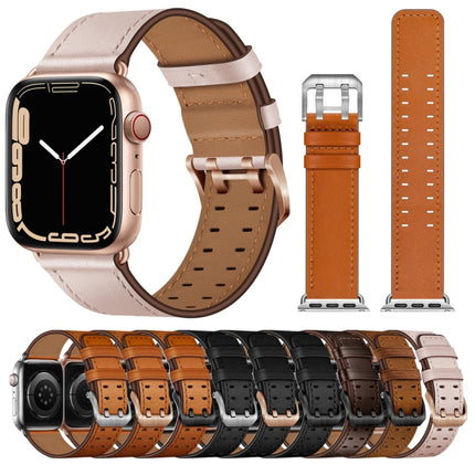 Double Buckles Leather Watch Band For Apple Watch Series, 7 41mm / 6&SE&5&4 40mm / 3&2&1 38mm, 7 45mm / 6&SE&5&4 44mm / 3&2&1 42mm - DealBuddy