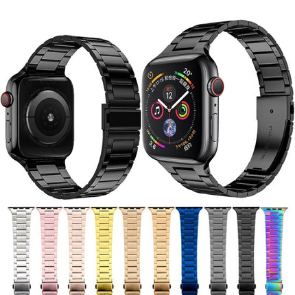 Small Waist Stainless Steel Watch Band For Apple Watch Series, 7 41mm / 6&SE&5&4 40mm / 3&2&1 38mm, 7 45mm / 6&SE&5&4 44mm / 3&2&1 42mm - DealBuddy