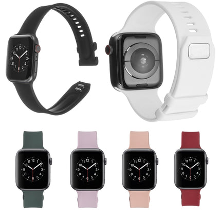 Square Buckle Silicone Watch Band For Apple Watch Series, 7 41mm / 6&SE&5&4 40mm / 3&2&1 38mm, 7 45mm / 6&SE&5&4 44mm / 3&2&1 42mm - DealBuddy