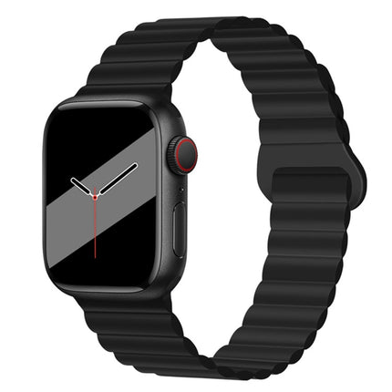 Reverse Buckle Magnetic Silicone Watch Band For Apple Watch Series, 7 45mm / 6&SE&5&4 44mm / 3&2&1 42mm, 7 41mm / 6&SE&5&4 40mm / 3&2&1 38mm - DealBuddy