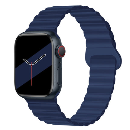 Reverse Buckle Magnetic Silicone Watch Band For Apple Watch Series, 7 45mm / 6&SE&5&4 44mm / 3&2&1 42mm, 7 41mm / 6&SE&5&4 40mm / 3&2&1 38mm - DealBuddy