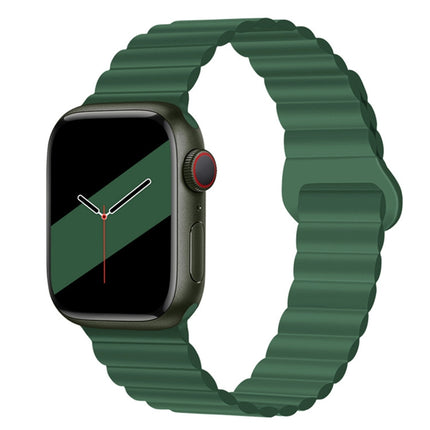 Reverse Buckle Magnetic Silicone Watch Band For Apple Watch Series, 7 45mm / 6&SE&5&4 44mm / 3&2&1 42mm, 7 41mm / 6&SE&5&4 40mm / 3&2&1 38mm - DealBuddy