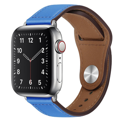 PU Leather Silver Buckle Watch Band For Apple Watch Series