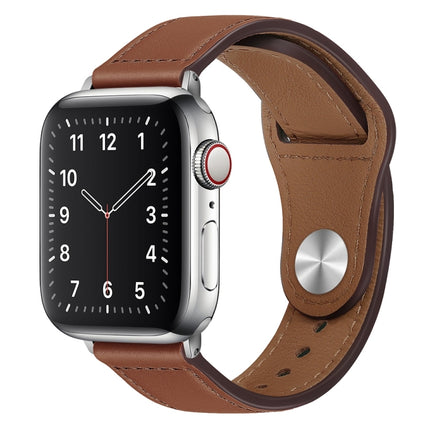 PU Leather Silver Buckle Watch Band For Apple Watch Series