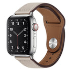 PU Leather Silver Buckle Watch Band For Apple Watch Series