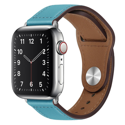 PU Leather Silver Buckle Watch Band For Apple Watch Series