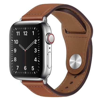 PU Leather Silver Buckle Watch Band For Apple Watch Series