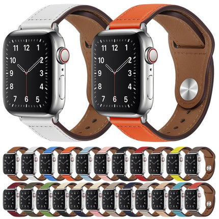 PU Leather Silver Buckle Watch Band For Apple Watch Series