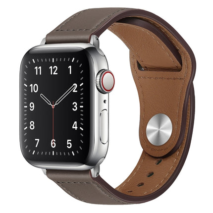 PU Leather Silver Buckle Watch Band For Apple Watch Series
