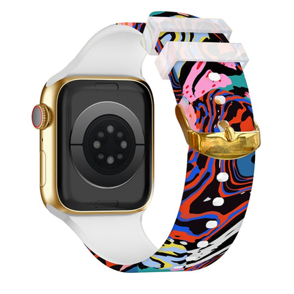 Square Buckle Color Printing Watch Band For Apple Watch Series, 7 45mm / 6&SE&5&4 44mm / 3&2&1 42mm, 7 41mm / 6&SE&5&4 40mm / 3&2&1 38mm - DealBuddy