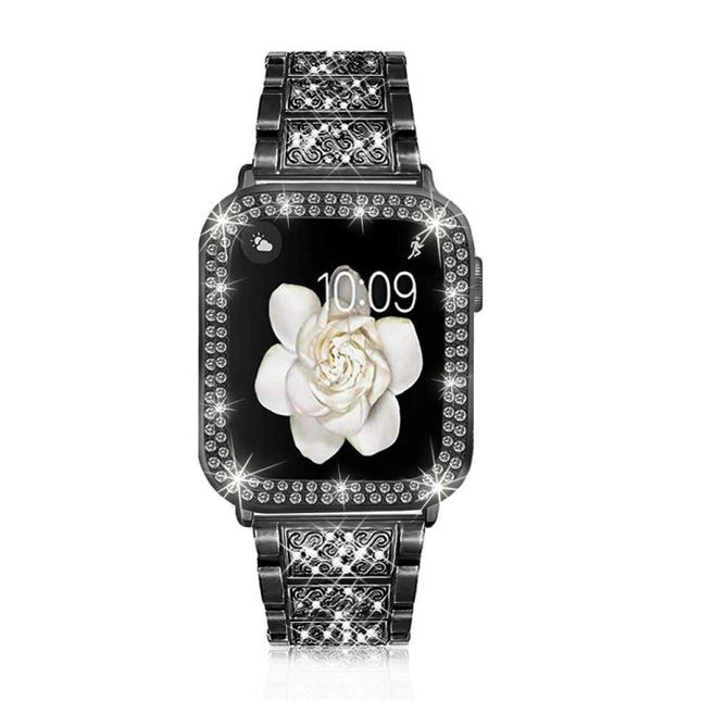 Diamond Metal Watch Band For Apple Watch Series, 7 45mm / 6&SE&5&4 44mm / 3&2&1 42mm, 7 41mm / 6&SE&5&4 40mm / 3&2&1 38mm - DealBuddy