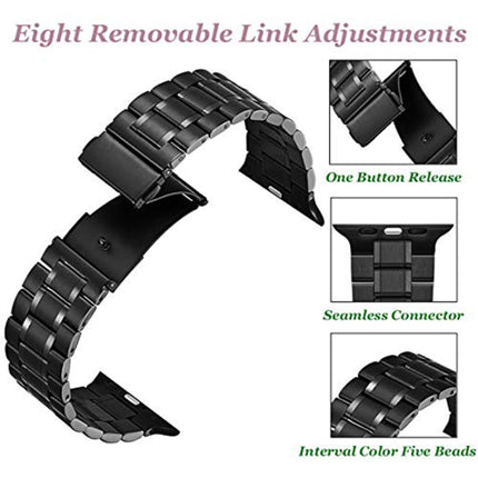 5-bead Stainless Steel Watch Band For Apple Watch Series, 7 45mm / 6&SE&5&4 44mm / 3&2&1 42mm, 7 41mm / 6&SE&5&4 40mm / 3&2&1 38mm - DealBuddy