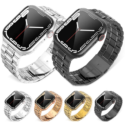 5-bead Stainless Steel Watch Band For Apple Watch Series, 7 45mm / 6&SE&5&4 44mm / 3&2&1 42mm, 7 41mm / 6&SE&5&4 40mm / 3&2&1 38mm - DealBuddy