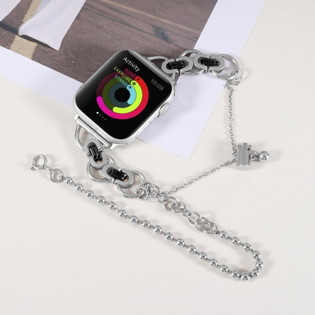 Double Chain 2-bead Stainless Steel Watch Band For Apple Watch Series, 7 45mm / 6&SE&5&4 44mm / 3&2&1 42mm, 7 41mm / 6&SE&5&4 40mm / 3&2&1 38mm - DealBuddy