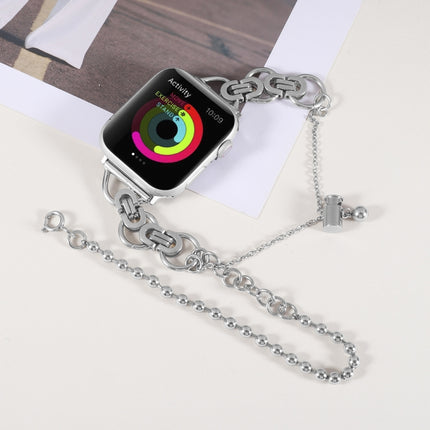 Double Chain 2-bead Stainless Steel Watch Band For Apple Watch Series, 7 45mm / 6&SE&5&4 44mm / 3&2&1 42mm, 7 41mm / 6&SE&5&4 40mm / 3&2&1 38mm - DealBuddy