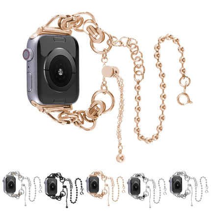Double Chain 2-bead Stainless Steel Watch Band For Apple Watch Series, 7 45mm / 6&SE&5&4 44mm / 3&2&1 42mm, 7 41mm / 6&SE&5&4 40mm / 3&2&1 38mm - DealBuddy