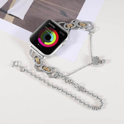 Double Chain 2-bead Stainless Steel Watch Band For Apple Watch Series, 7 45mm / 6&SE&5&4 44mm / 3&2&1 42mm, 7 41mm / 6&SE&5&4 40mm / 3&2&1 38mm - DealBuddy