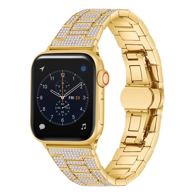 Diamond Metal Watch Band For Apple Watch Series, 7 45mm / 6&SE&5&4 44mm / 3&2&1 42mm, 7 41mm / 6&SE&5&4 40mm / 3&2&1 38mm - DealBuddy