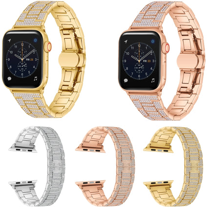 Diamond Metal Watch Band For Apple Watch Series, 7 45mm / 6&SE&5&4 44mm / 3&2&1 42mm, 7 41mm / 6&SE&5&4 40mm / 3&2&1 38mm - DealBuddy