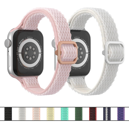 Wave Small Waist Nylon Watch Band For Apple Watch Series, 7 45mm / 6&SE&5&4 44mm / 3&2&1 42mm, 7 41mm / 6&SE&5&4 40mm / 3&2&1 38mm - DealBuddy