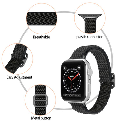 Wave Small Waist Nylon Watch Band For Apple Watch Series, 7 45mm / 6&SE&5&4 44mm / 3&2&1 42mm, 7 41mm / 6&SE&5&4 40mm / 3&2&1 38mm - DealBuddy