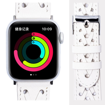 Genuine Leather Woven Watch Strap For Apple Watch Series, 7 45mm / 6&SE&5&4 44mm / 3&2&1 42mm, 7 41mm / 6&SE&5&4 40mm / 3&2&1 38mm - DealBuddy