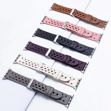 Genuine Leather Woven Watch Strap For Apple Watch Series, 7 45mm / 6&SE&5&4 44mm / 3&2&1 42mm, 7 41mm / 6&SE&5&4 40mm / 3&2&1 38mm - DealBuddy