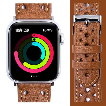 Genuine Leather Woven Watch Strap For Apple Watch Series, 7 45mm / 6&SE&5&4 44mm / 3&2&1 42mm, 7 41mm / 6&SE&5&4 40mm / 3&2&1 38mm - DealBuddy