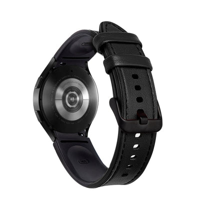 Silicone + Leather Black Buckle Watch Band, For Samsung Galaxy Watch5 Pro 45mm/5 44mm/5 40mm - DealBuddy