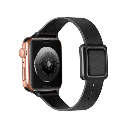 Magnetic Black Square Buckle Watch Band For Apple Watch Series, 7 45mm / 6&SE&5&4 44mm / 3&2&1 42mm, 7 41mm / 6&SE&5&4 40mm / 3&2&1 38mm - DealBuddy