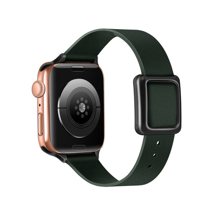 Magnetic Black Square Buckle Watch Band For Apple Watch Series, 7 45mm / 6&SE&5&4 44mm / 3&2&1 42mm, 7 41mm / 6&SE&5&4 40mm / 3&2&1 38mm - DealBuddy